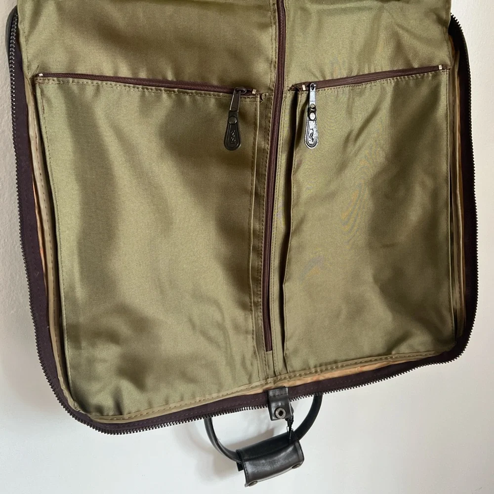 Vintage YSL Olive Green Canvas and Leather Hanging Travel Bag